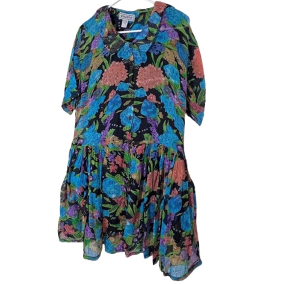 Equation Floral Bright Boho Mini-Dress / Tunic Top - Picture 12 of 12